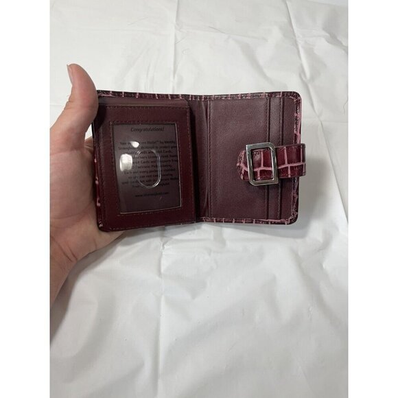 Identity Stronghold Womens Wallet Croc Print Leather Bifold Organizer - Picture 9 of 16